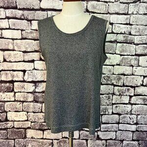 Chico's Design Black & White Heathered Scoop Neck Tank Size L